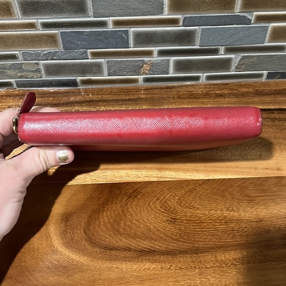 PRADA Red Saffiano Zip Around Wallet - Picture 7 of 12